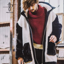 NO ID. BLACK フェイクファー切替フーデッドコート 447006-542C画像