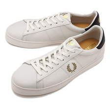 FRED PERRY SPENCER VULC LEATHER PORCELAIN/METALLIC GOLD B8350-254画像