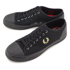 FRED PERRY HUGHES LOW CANVAS BLACK/CHAMPAGNE B8108-157画像