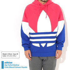 adidas Big Trefoil Outline Color Block Pullover Hoodie Originals GE6226画像