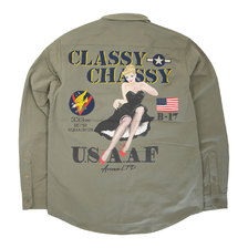 AVIREX LS PIN-UP GIRL SHIRT SAGE 6105137画像