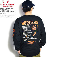 COOKMAN LONG SLEEVE T-SHIRTS BURGERS MENU -BLACK- 231-03102画像