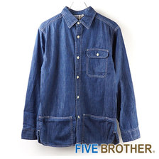 FIVE BROTHER DENIM BIG POCKET SHIRTS BLEACE 151859画像