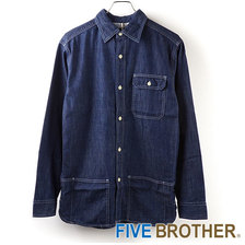 FIVE BROTHER DENIM BIG POCKET SHIRTS V.BLUE 151859画像
