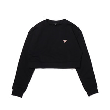 GUESS LS CREW NECK CROP SWEATSHIRT BLACK W0GI63R4BD2-JBL画像