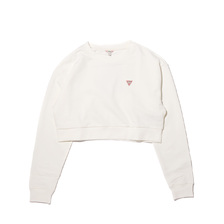GUESS LS CREW NECK CROP SWEATSHIRT WHITE W0GI63R4BD2-G02画像