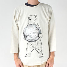 go slow caravan 鹿ノ子 ミラーボールクマ箔プリント ラグラン8分袖TEE (MENS) 341901画像