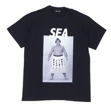 WIND AND SEA CHIYONOFUJI WOLF AND SEA GLITTER PRINT T-SHIRT BLACKxWHITE画像