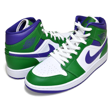 NIKE AIR JORDAN 1 MID aloe verde/court purple-white 554724-300画像