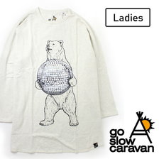 go slow caravan 鹿ノ子 ミラーボールクマ箔プリント ラグラン8分袖TEEW 341901画像