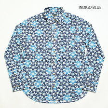 衣櫻 Lot.SA-1358 モーリークロス素材 長袖レギュラーシャツ "藍染絞り調桜" SA1358画像