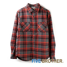 FIVE BROTHER HEAVY FLANNEL WORK SHIRTS RED 152060画像