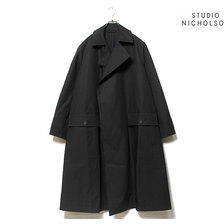 STUDIO NICHOLSON DELUM DOUBLE LAPEL MAC COAT GRAPHITE BLUE画像