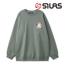 SILAS HEAVY WEIGHT FLEECE PRINTED CREW GREEN 110203013011画像