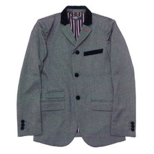 666 タイトフィット モッズ テーラードジャケット ブラック&times;ホワイトバーズアイ SOJ0028画像