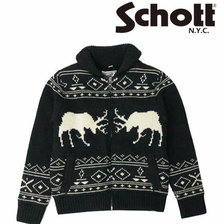 Schott ELK MOTIF ZIP BOA LINED SWEATER 46714画像