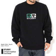 STUSSY 2 Flowers Applique Crew Sweat 118395画像