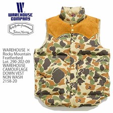 ROCKY MOUNTAIN &times; WAREHOUSE Lot 2158 CAMOUFLAGE DOWN VEST画像