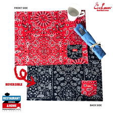 COOKMAN TABLE POCKET MAT REVERSIBLE -PAISLEY RED & BLACK- 233-01920画像