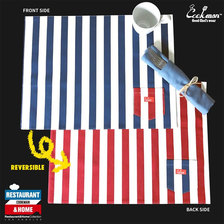 COOKMAN TABLE POCKET MAT REVERSIBLE -WIDE STRIPE NAVY & RED- 233-01921画像