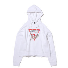 GUESS HOODY ICON FLEECE WHITE W0BQ04K68I0-TWH画像