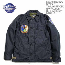 Buzz Rickson's DECK A-2 "CIVILIAN MODEL" NAVY COLOR HC-3 "MERLINS" BR14717画像