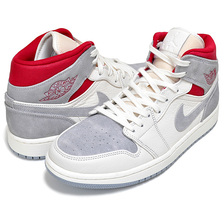 NIKE AIR JORDAN 1 MID PRM Sneakersnstuff sail/wolf grey-gym red-white CT3443-100画像