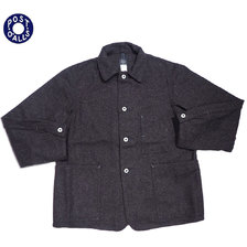 POST OVERALLS 1106R WOOL MELTON 3POCKET JACKET dark brown heather画像