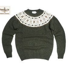 INVERALLAN 113021 NORDICK FAIRISLE YOKE SHETLAND SWEATER loden画像