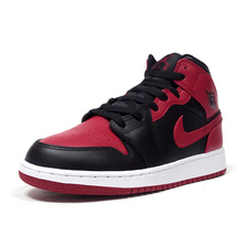 JORDAN BRAND AIR JORDAN 1 MID GS BLACK/GYM RED/WHITE/NOIR/BLANC/ROUGE GYM 554725-074画像
