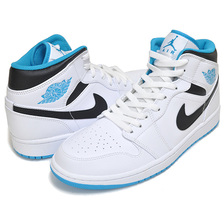 NIKE AIR JORDAN 1 MID white/laser blue-black 554724-141画像