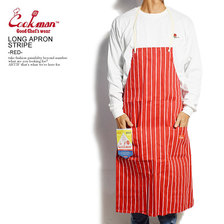 COOKMAN LONG APRON STRIPE -RED- 233-91907画像