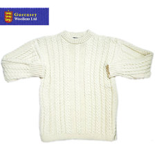 Guernsey Woollens TWISTON CREWNECK SWEATER ecru画像