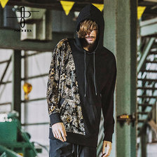 NO ID. BLACK ベロア切替BIGプルオーバーパーカ 448006-579T画像