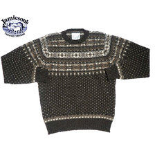 Jamieson's MK158-731-58 CREWNECK FAIRISLE SWEATER dark brown mix画像