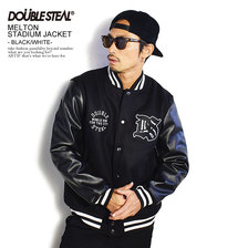 DOUBLE STEAL MELTON STADIUM JACKET -BLACK/WHITE- 705-39008画像