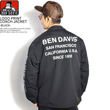 BEN DAVIS LOGO PRINT COACH JACKET -BLACK- G-1380001画像