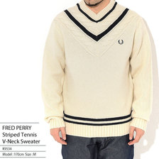 FRED PERRY Striped Tennis V-Neck Sweater K9534画像