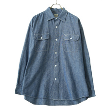 GOLD BLUE CHAMBRAY BIG WORK SHIRT "東洋エンタープライズ GOLD" PRINTED GL28597画像