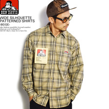 BEN DAVIS WIDE SILHOUETTE PATTERNED SHIRTS -BEIGE- G-1380009画像