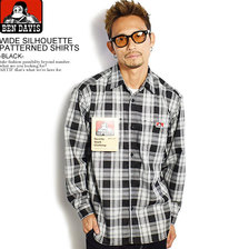 BEN DAVIS WIDE SILHOUETTE PATTERNED SHIRTS -BLACK- G-1380009画像