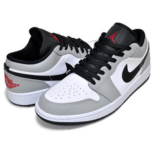 NIKE AIR JORDAN 1 LOW lt smoke grey/gym red-white 553558-030画像