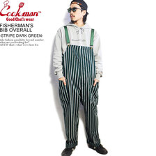 COOKMAN FISHERMAN'S BIB OVERALL -STRIPE DARK GREEN- 231-03857画像