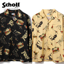 Schott HAWAIIAN LS SHIRT TATTOO 3115054画像