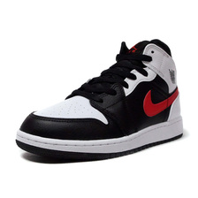 JORDAN BRAND AIR JORDAN 1 MID GS BLACK/WHITE/CHILE RED 554725-075画像