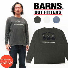 BARNS 長袖 ピグメント プリント Tシャツ CATS WAS HUNGRY BR-21124画像