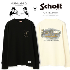 Schott &times; GLAD HAND BILLHEAD CREW WAFFLE LS T-SHIRT 71821102画像