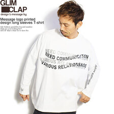 GLIMCLAP Message logo printed design long sleeves T-shirt 10-23-GLS-CB画像