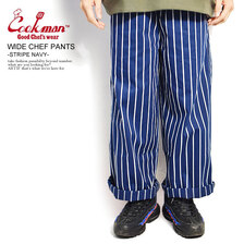 COOKMAN WIDE CHEF PANTS STRIPE NAVY 231-11840画像