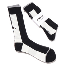 CHICSTOCKS &times; atmos 1985 RIB SOCKS BLACK/WHITE/SILVER CAT21-003-BWS画像